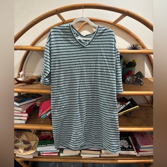 J. Jill Green and Black Striped V-Neck Dress - Picture 1 of 5
